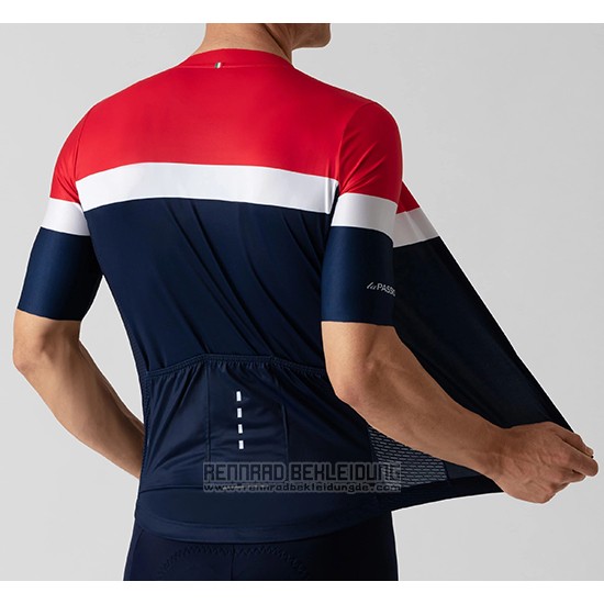 2019 Fahrradbekleidung La Passione Rot Wei Blau Trikot Kurzarm und Tragerhose - zum Schließen ins Bild klicken